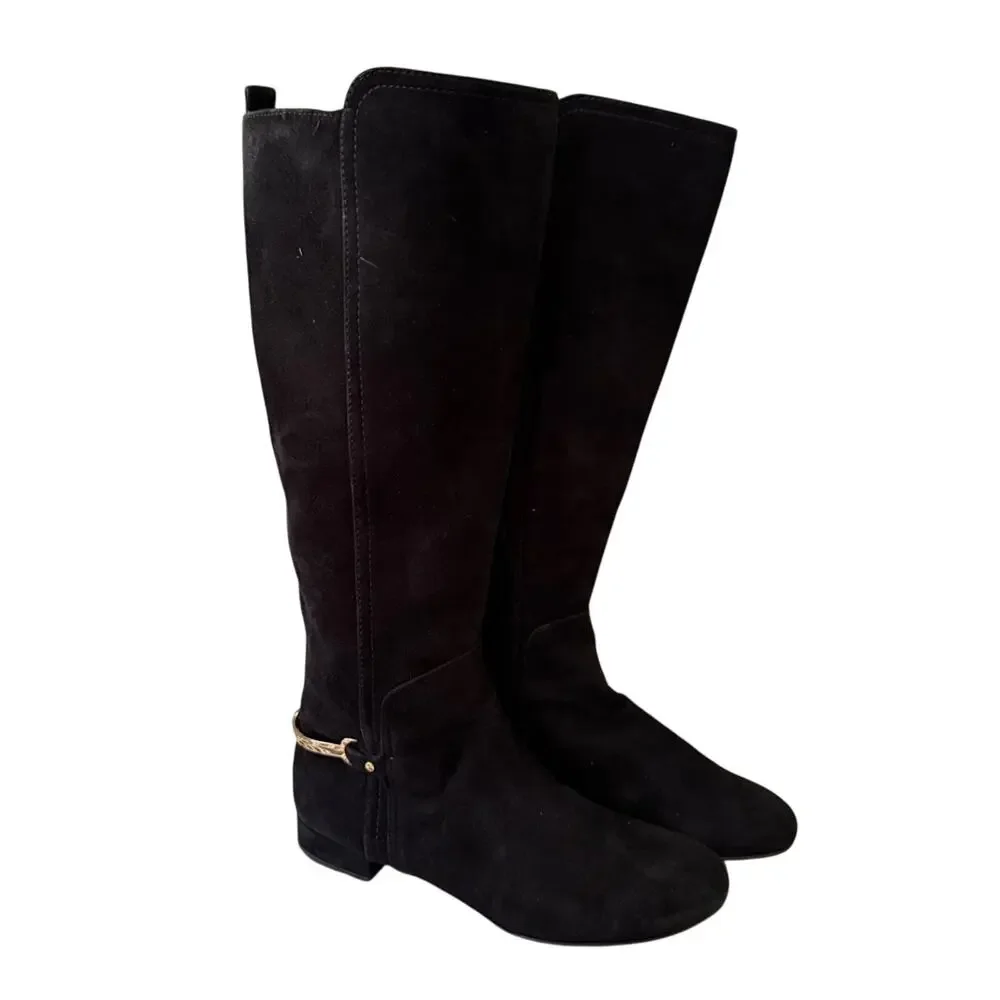 Tory Burch Black Tall Suede Leather Boots Women’s 9
